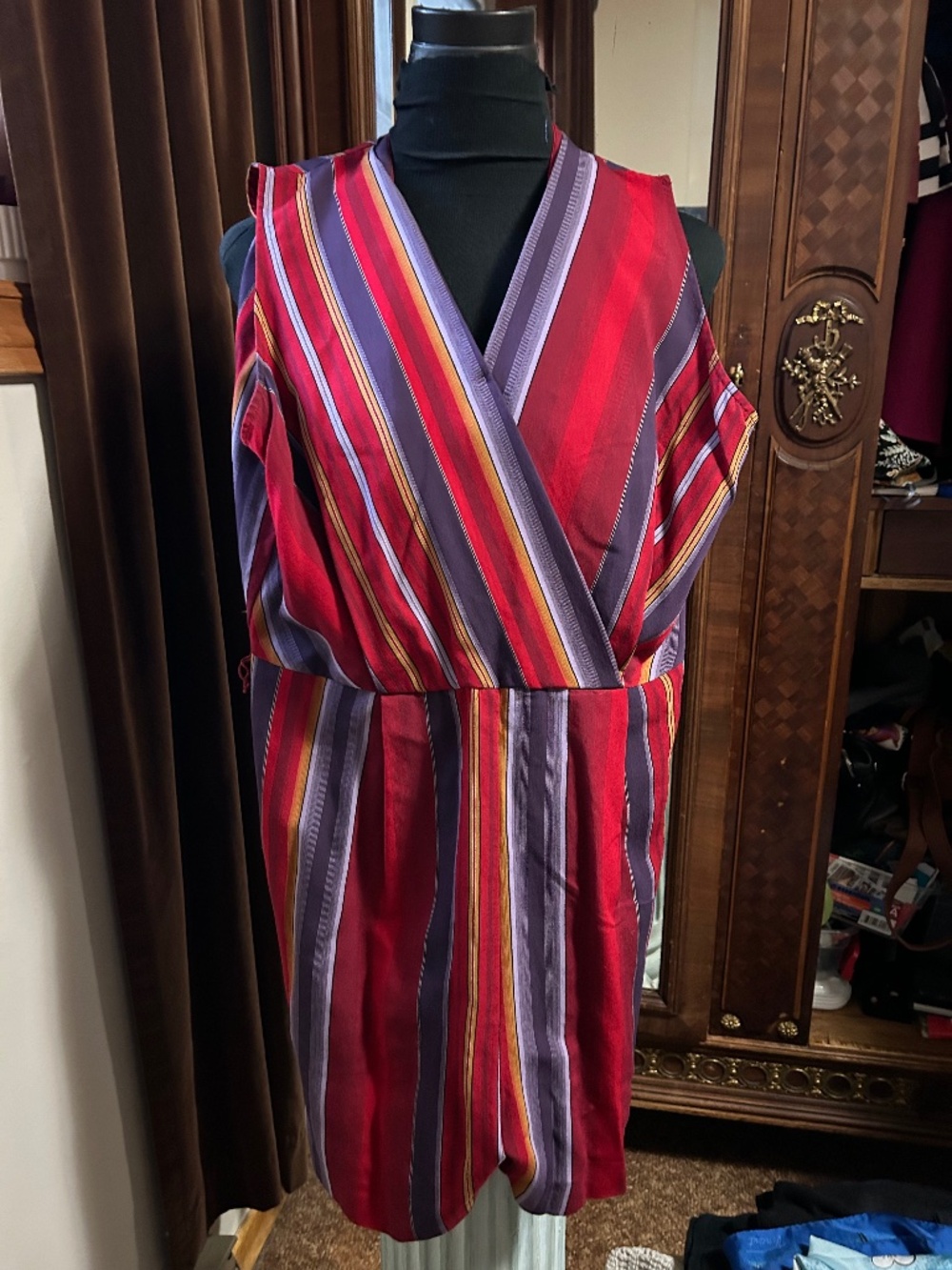 Romper Red Purple stripe